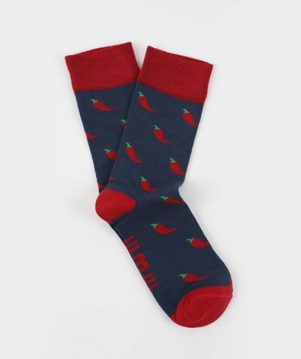 Calcetines Azules con Chiles Rojos