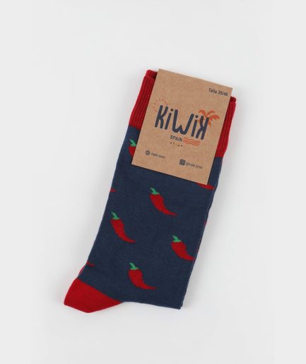 Calcetines Azules con Chiles Rojos